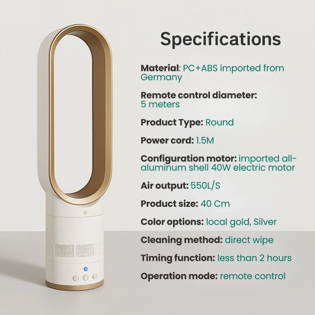 16 Inch Bladeless Fan - Remote Control - Modern Design