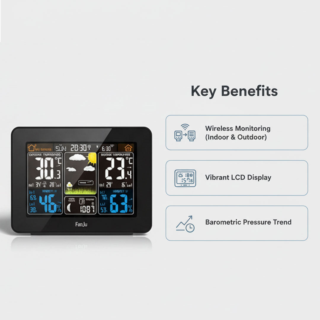 Wireless Weather Station - Indoor and Outdoor Use - LCD Display