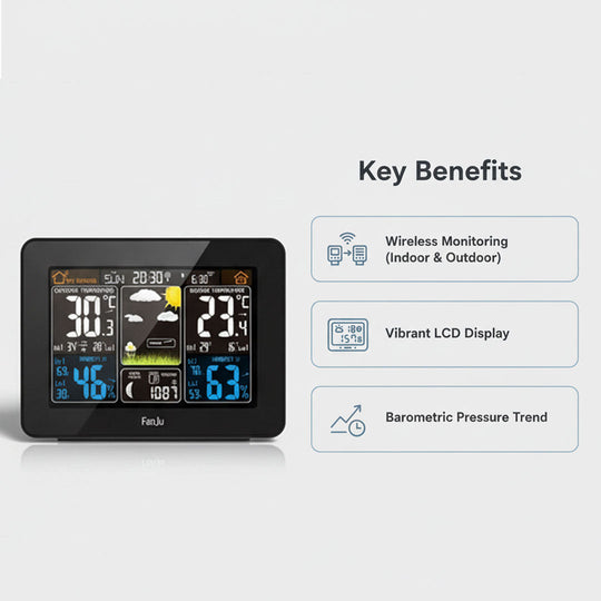 Wireless Weather Station - Indoor and Outdoor Use - LCD Display