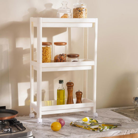 Kitchen Storage Rack with Wheels and 3 Tiers