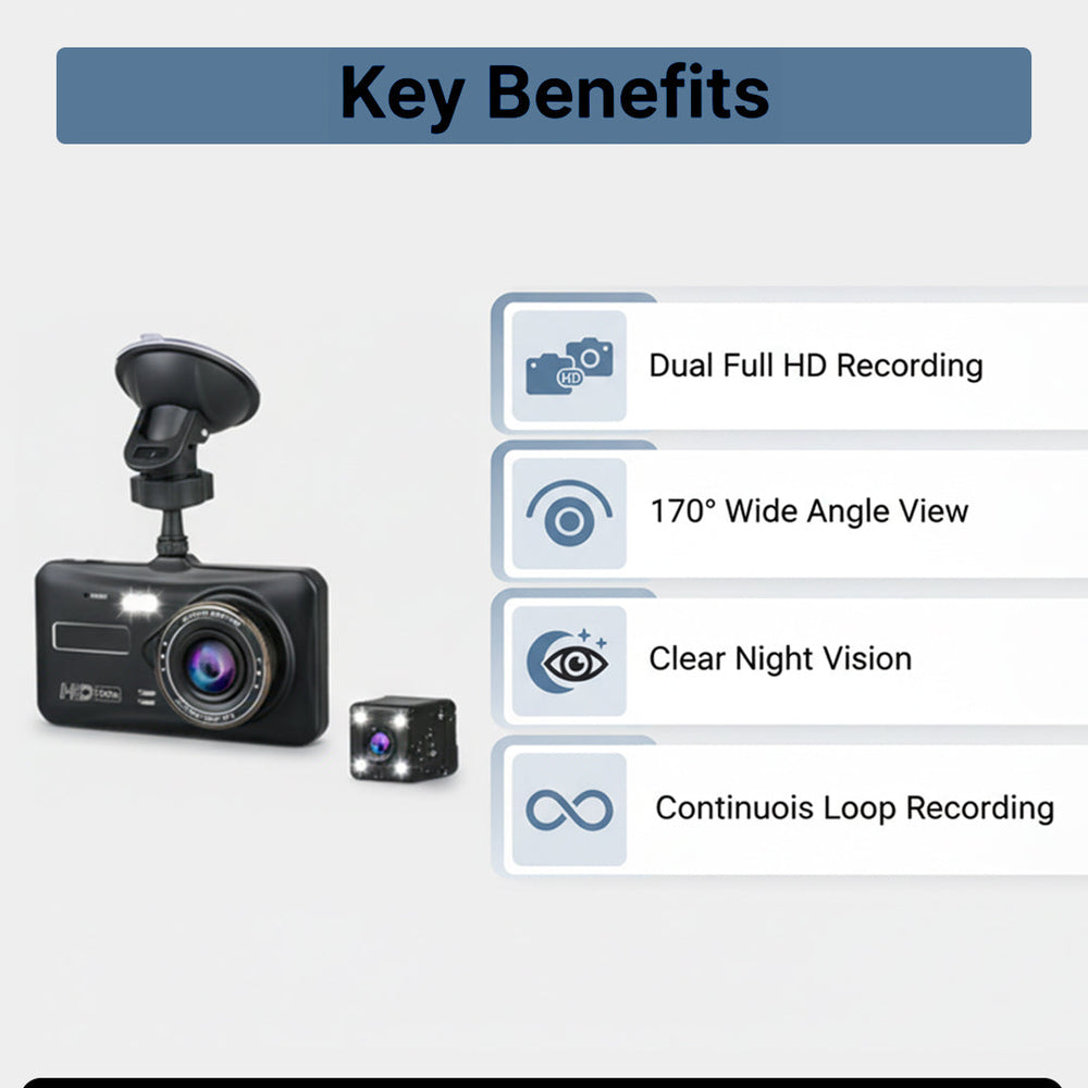 Dual Dash Camera - Front Rear - 170° Angle