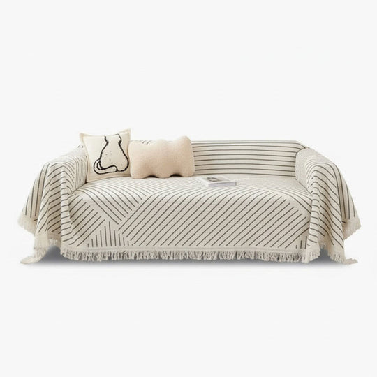 Sofa Throw Blanket - Scandinavian Design - Tassel Edge