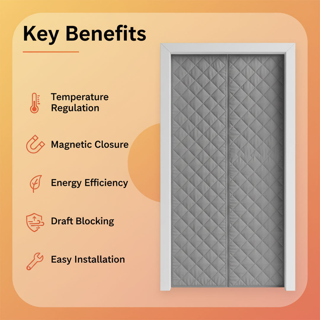 Magnetic Door Insulation Curtain - Temperature Control - Draft Blocking
