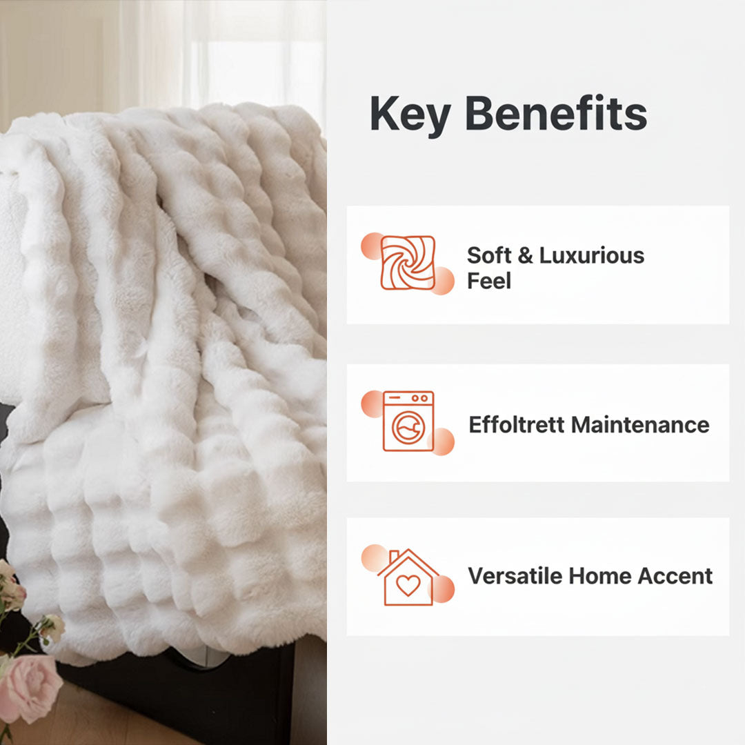 Faux Fur Throw Blanket - Textured Fabric - Elegant Design