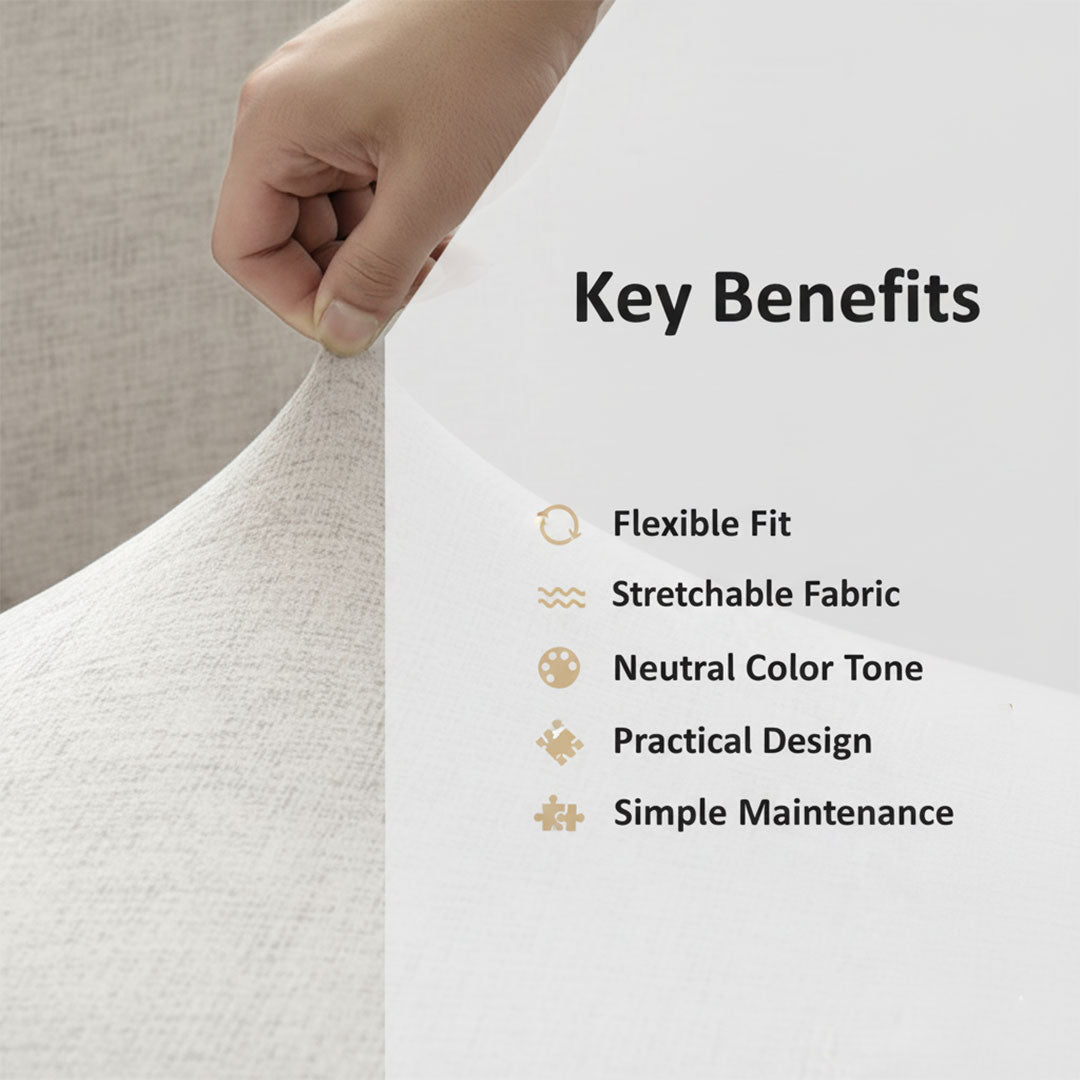 Sofa Cover - Ivory Stretch - Universal Fit