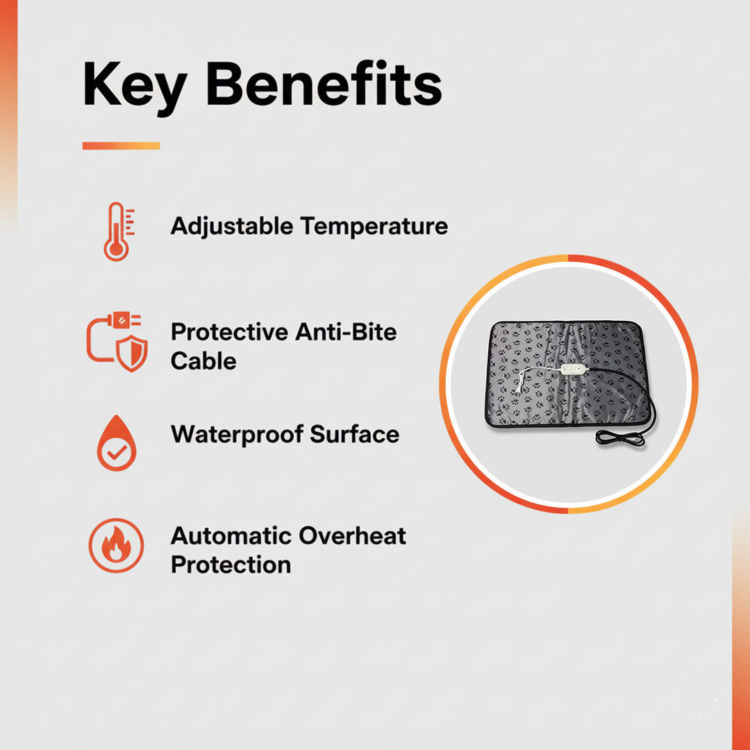 Electric Dog Heating Pad - Adjustable Temperature - Safety Design