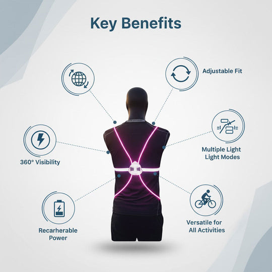 LED Safety Vest - Reflective Light - Adjustable Strap