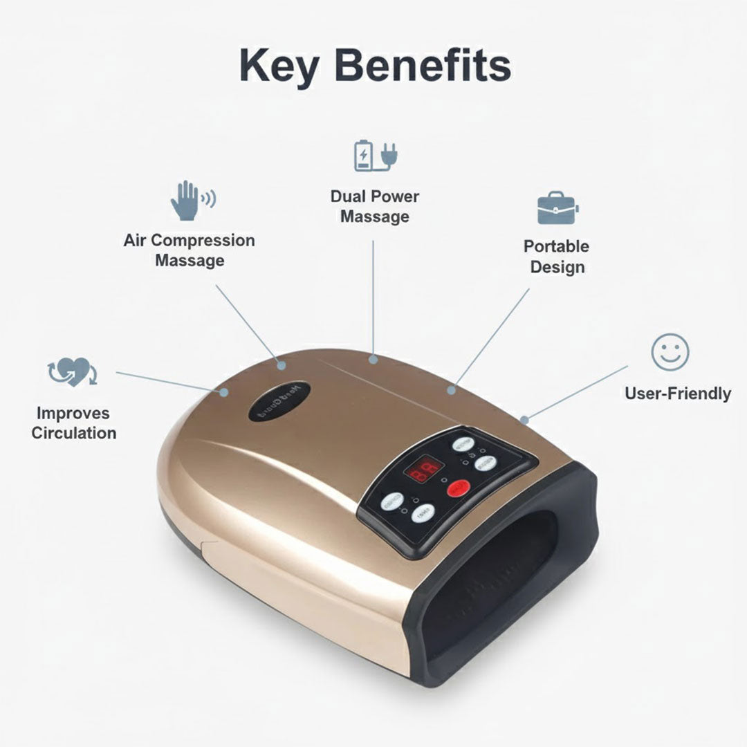 Hand Massager - Air Compression - Finger and Palm Massage Device
