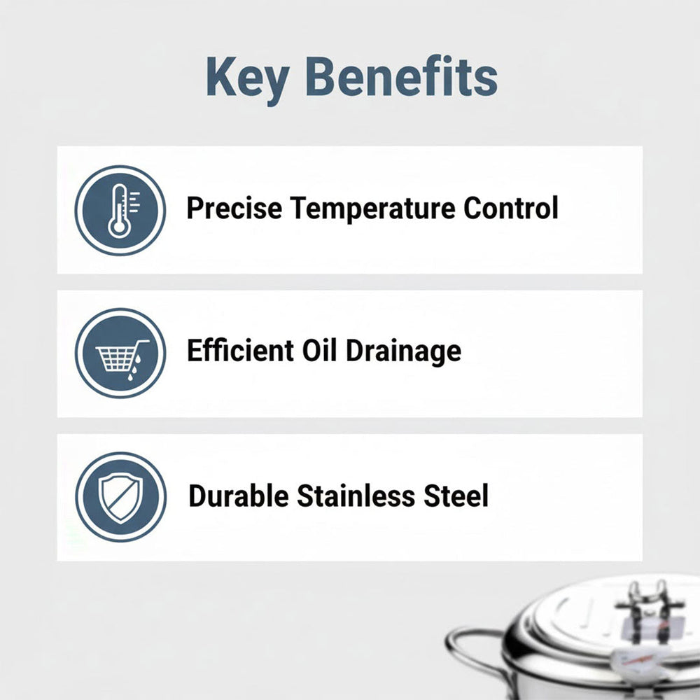 Deep Fryer Pot - Stainless Steel - Thermometer