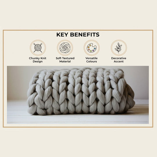 Chunky Knit Blanket - Soft Material - Decorative Design