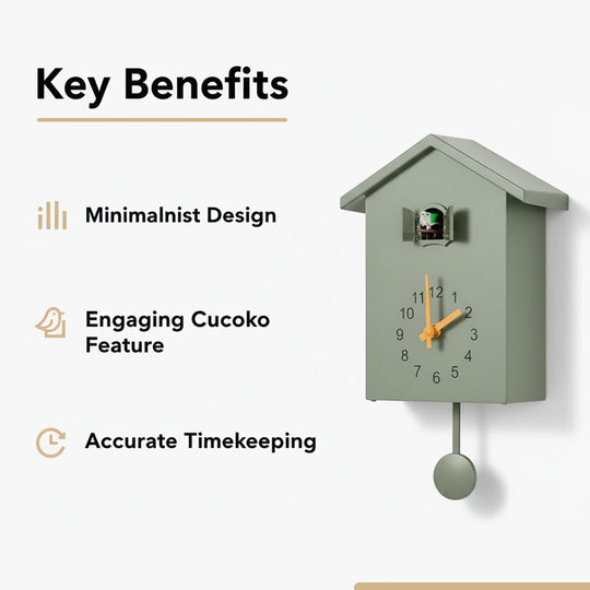 Cuckoo Wall Clock - Minimalist Design - Black and White
