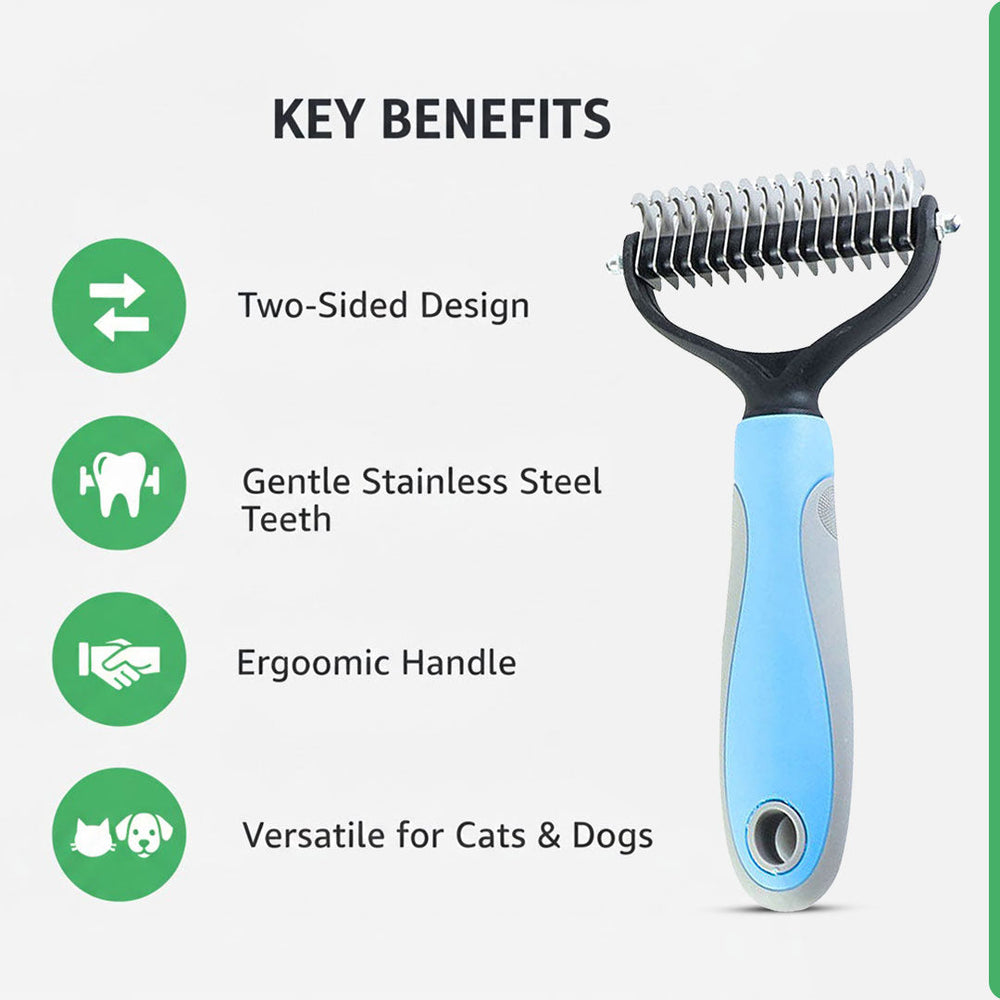 Detangling Pet Comb - Two-Sided Design - Stainless Steel