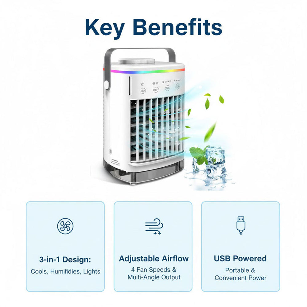 Mini Air Cooler - Portable Humidifier - LED Function