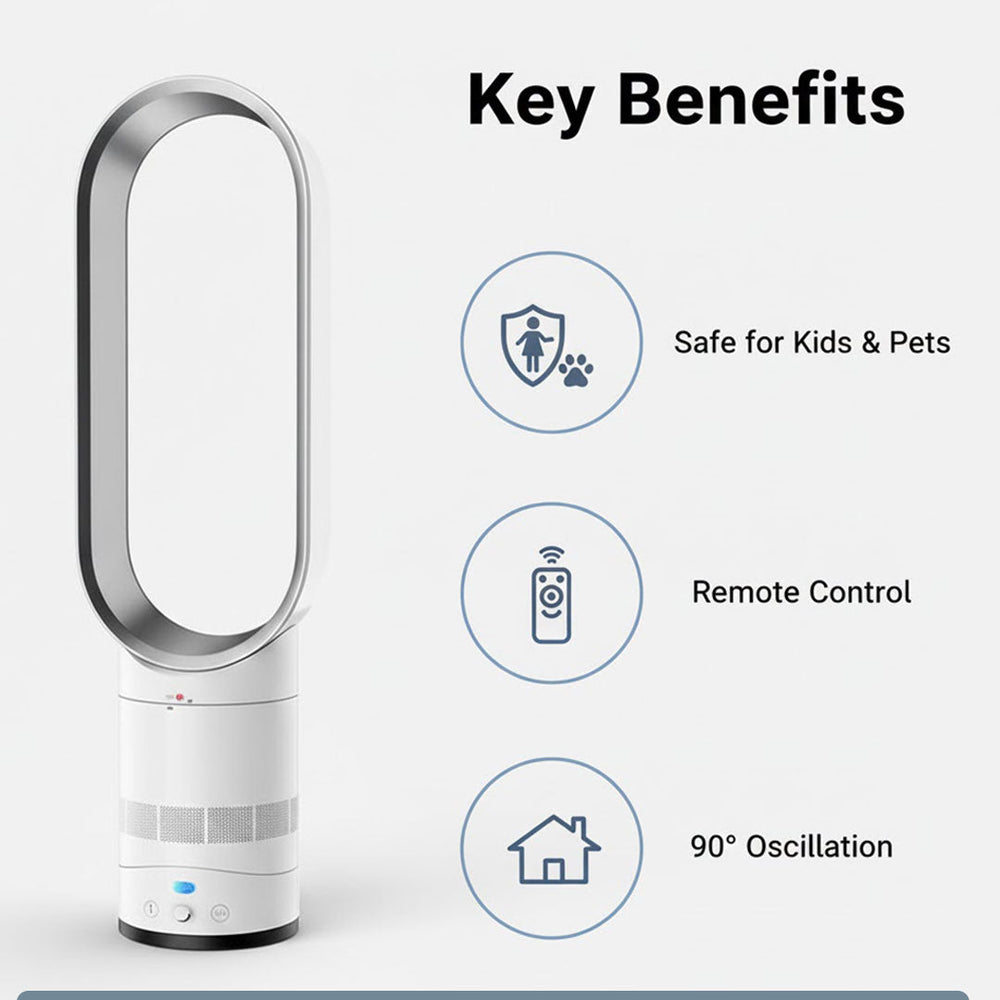 16 Inch Bladeless Fan - Remote Control - Modern Design