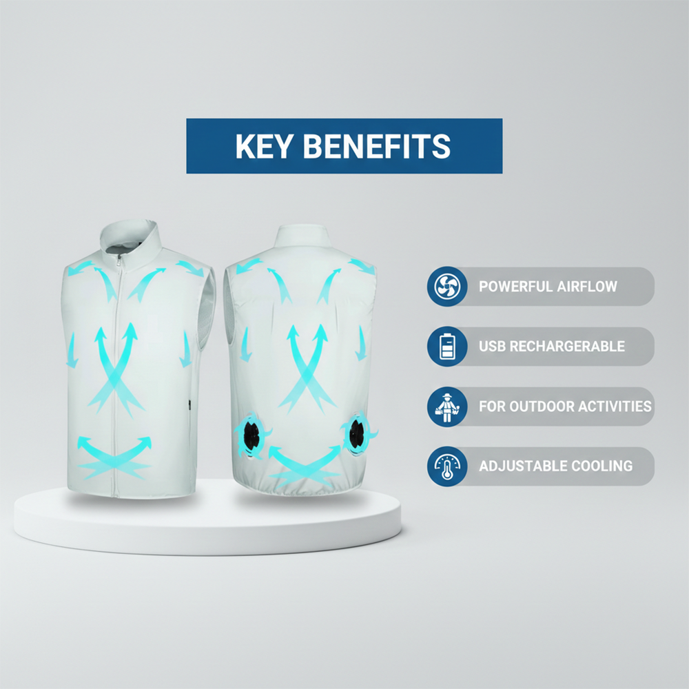 Cooling Vest with USB Airflow and Portable Design