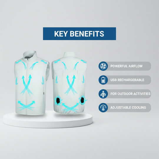 Cooling Vest with USB Airflow and Portable Design