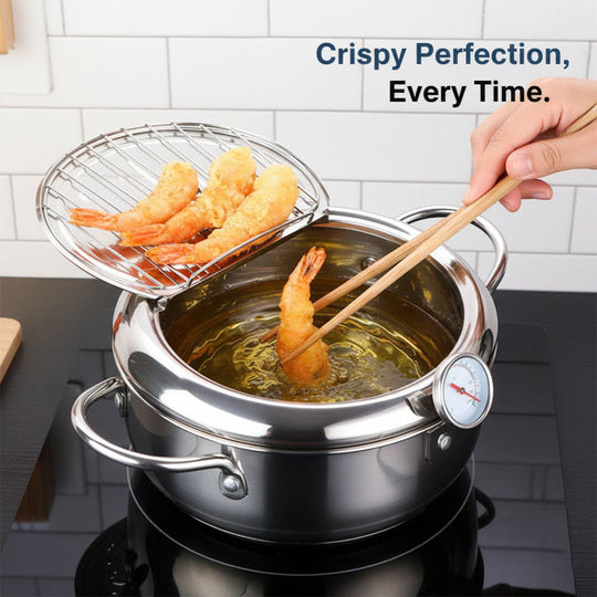 Deep Fryer Pot - Stainless Steel - Thermometer