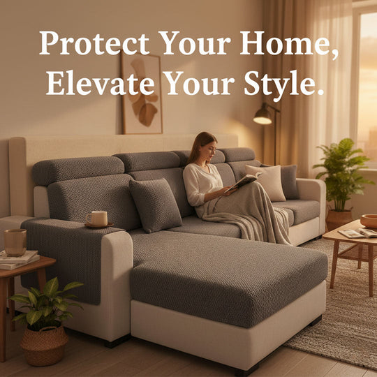 Sectional Sofa Cover - Stretchable Fabric - Installation Instructions Included