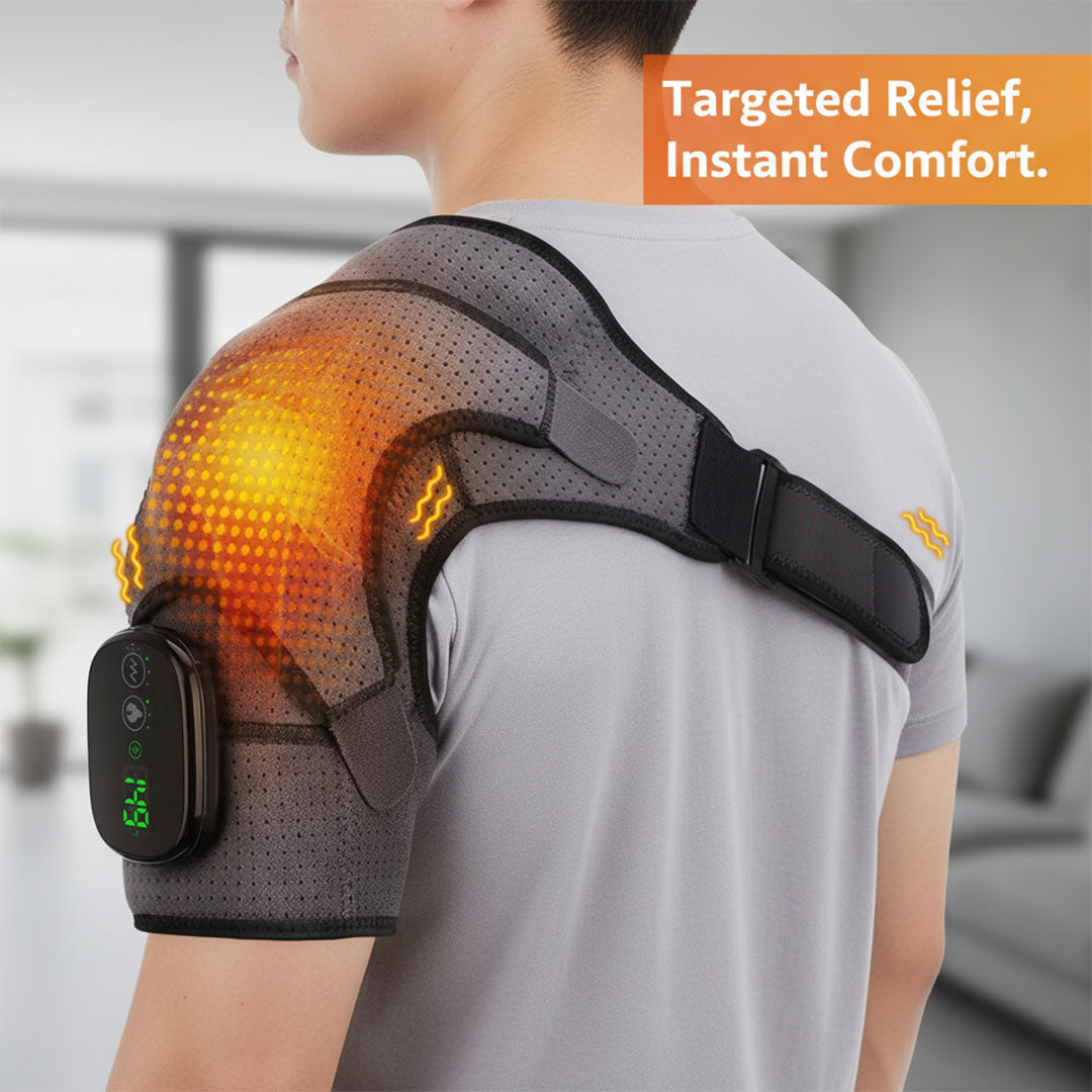 Heated Shoulder Support - Adjustable Massage - Muscle Relief