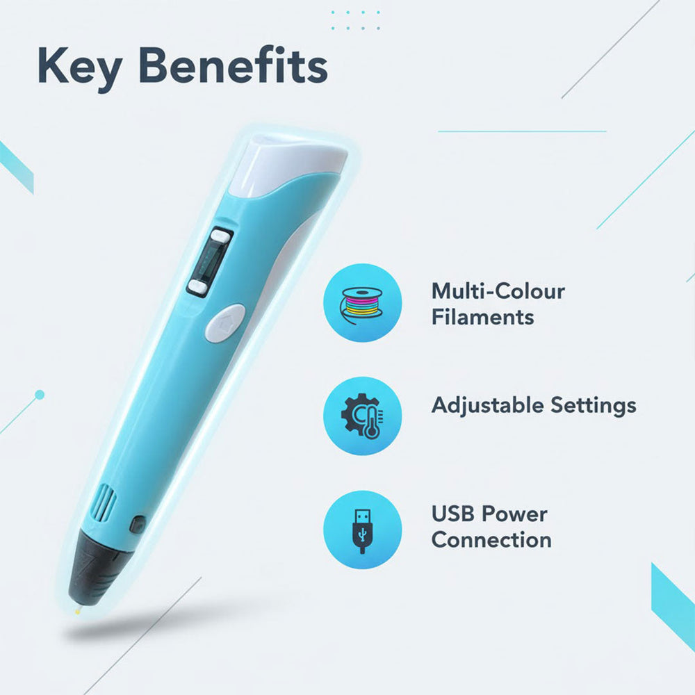 3D Printing Pen with Colorful Filaments and Kids' Art Tools