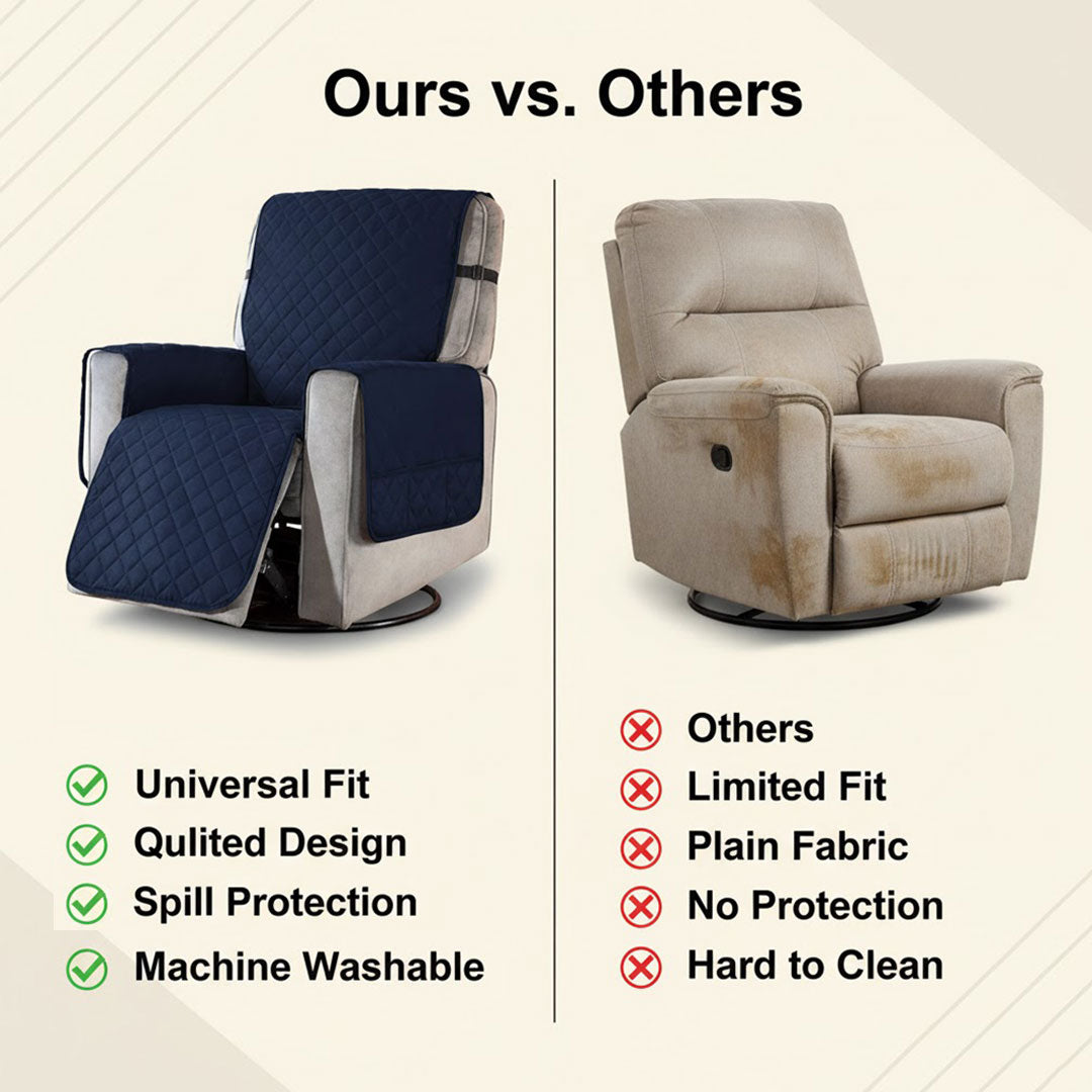 Stretchable Recliner Cover - Quilted Design - Universal Fit