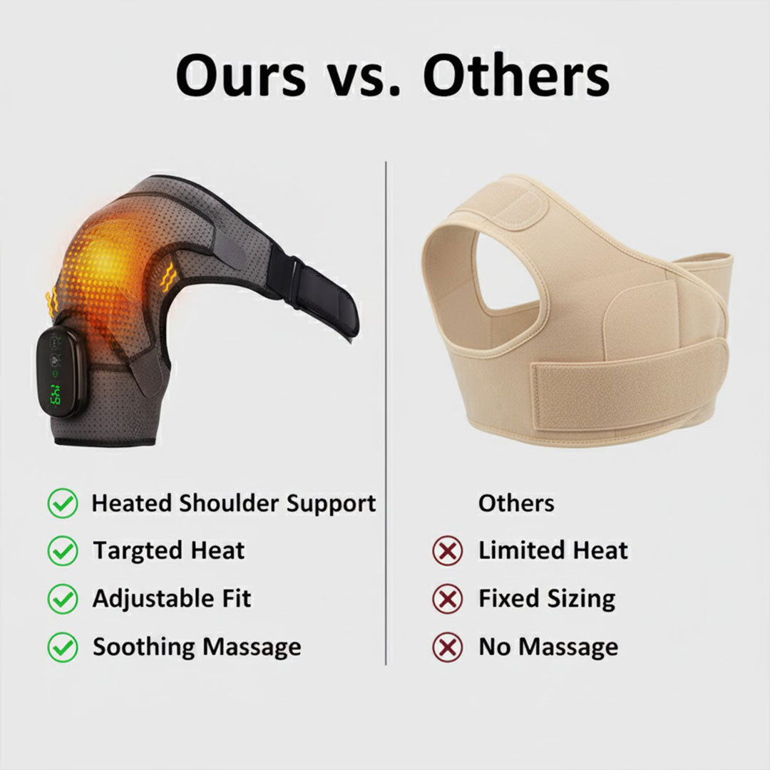 Heated Shoulder Support - Adjustable Massage - Muscle Relief
