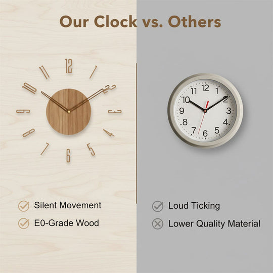 Wooden Wall Clock - Minimalist Design - Silent Movement