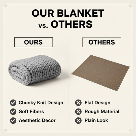 Chunky Knit Blanket - Soft Material - Decorative Design