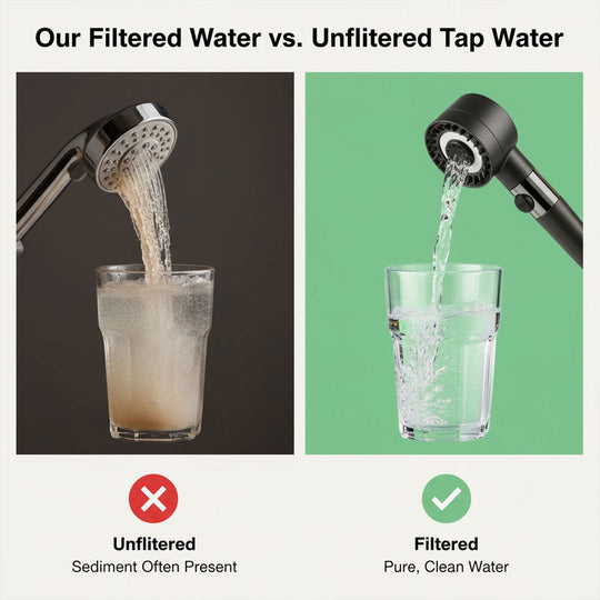 High-Pressure Showerhead - Filtration System - Water-Saving Design