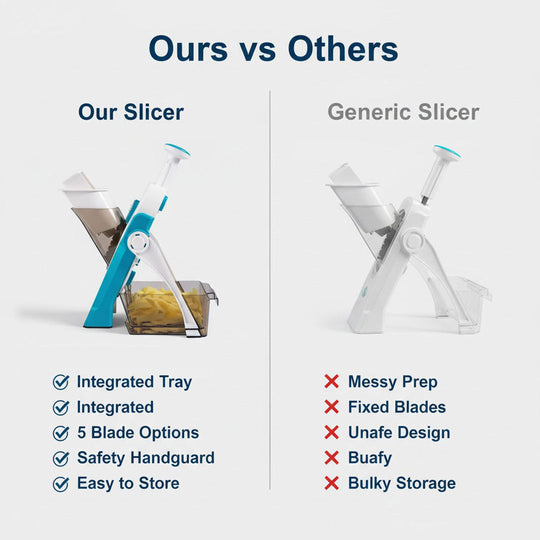 Vegetable Slicer - Interchangeable Blades - Safety Design