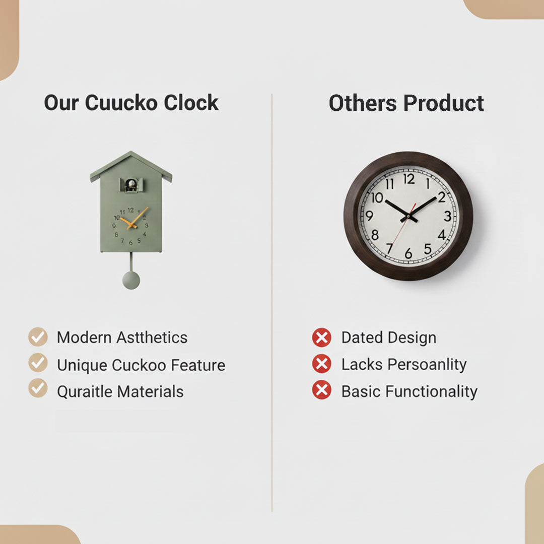 Cuckoo Wall Clock - Minimalist Design - Black and White