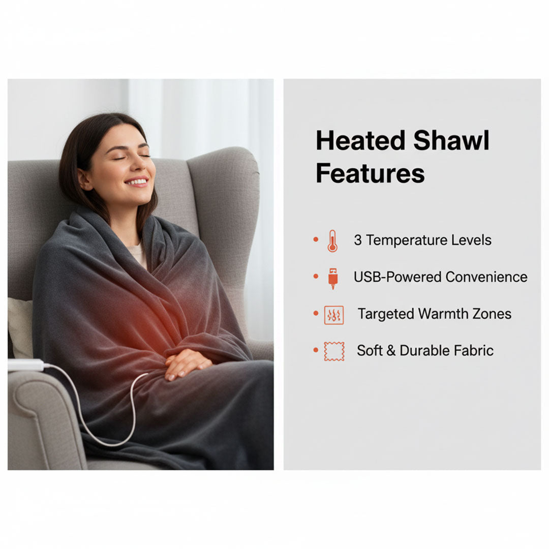 Heated Shawl - Portable USB - Adjustable Settings