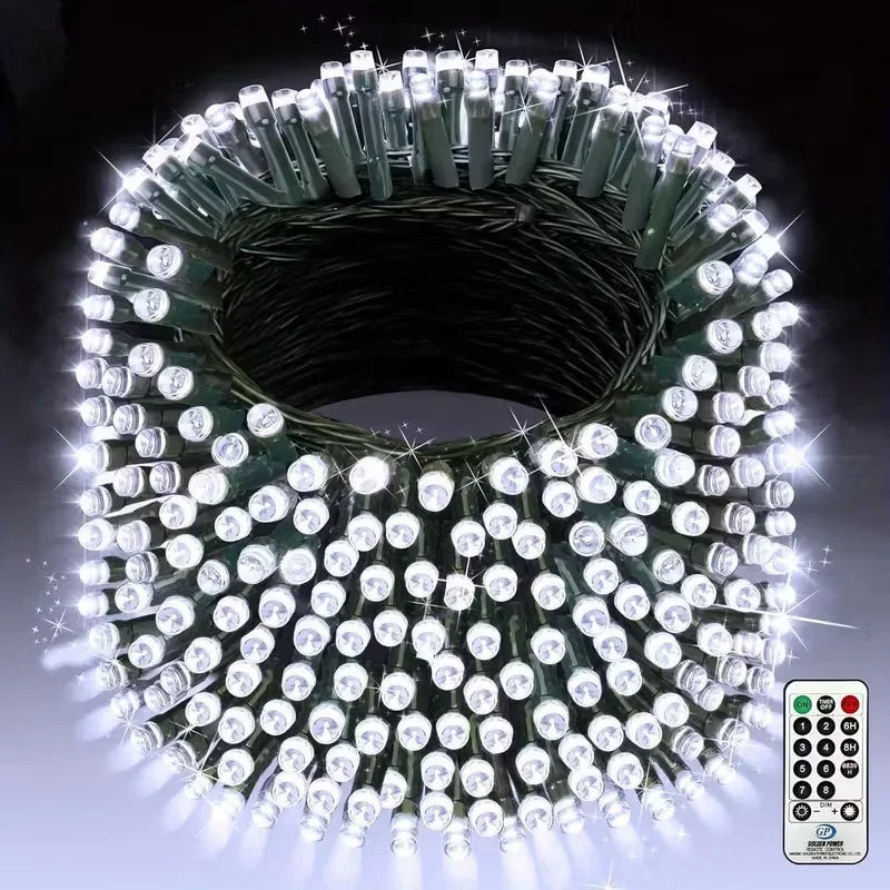 500 LED Outdoor Fairy Lights - Remote Control - Plug Powered