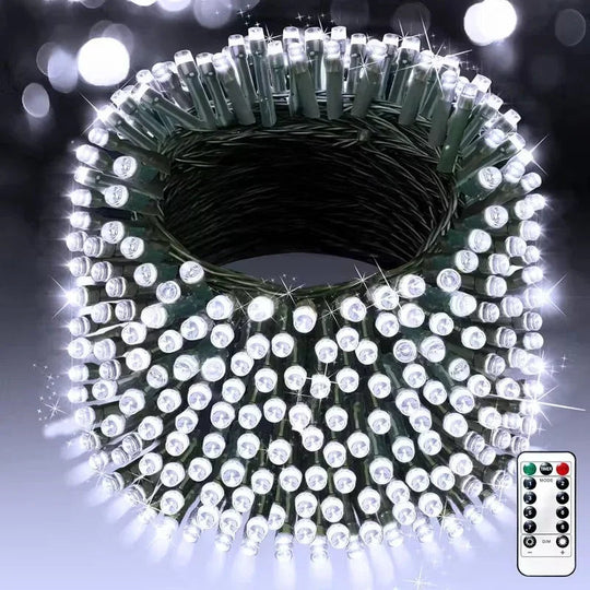 500 LED Outdoor Fairy Lights - Remote Control - Plug Powered