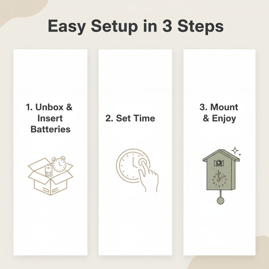 Cuckoo Wall Clock - Minimalist Design - Black and White