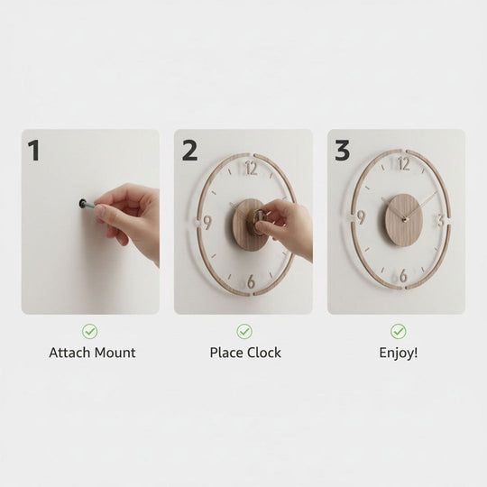 Wooden Wall Clock - Minimalist Design - Silent Movement