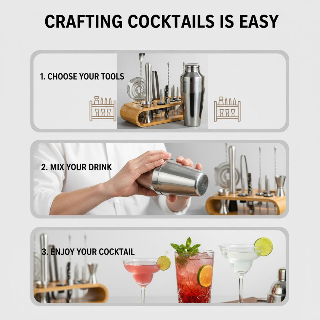 Cocktail Shaker Set - Stainless Steel - Bar Tools