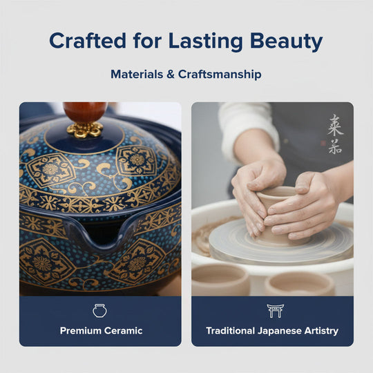Ceramic Tea Pot Set - Rotating Design - Infuser Included