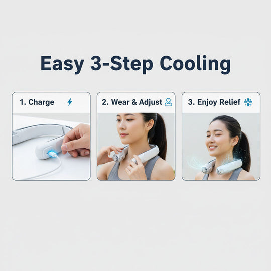 Neck Fan - Wearable Design - Rechargeable Cooling