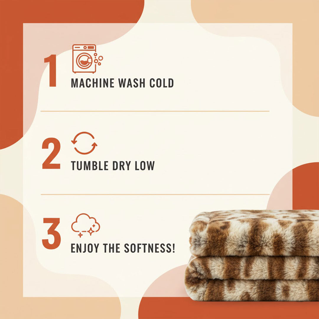 Faux Fur Throw Blanket - Soft Mink - Decorative Design