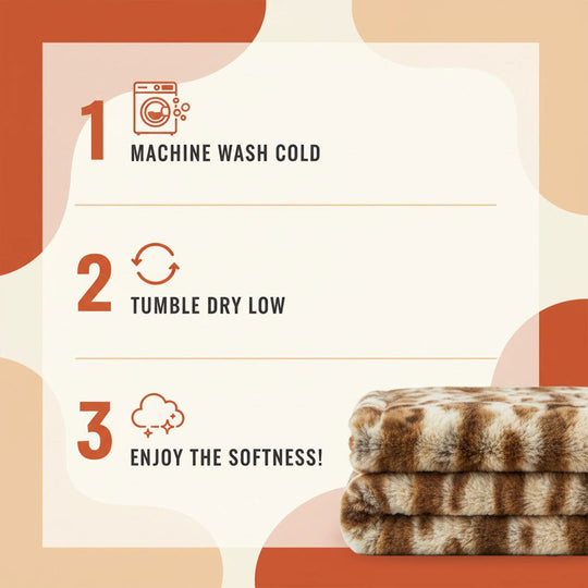 Faux Fur Throw Blanket - Soft Mink - Decorative Design