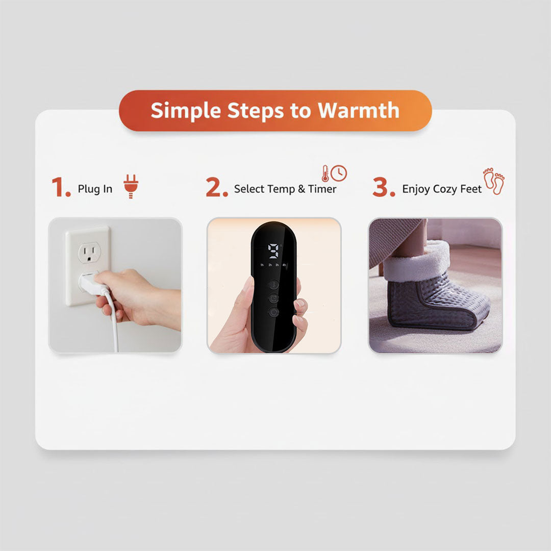 Electric Foot Warmer - Adjustable Temperature - Plush Surface
