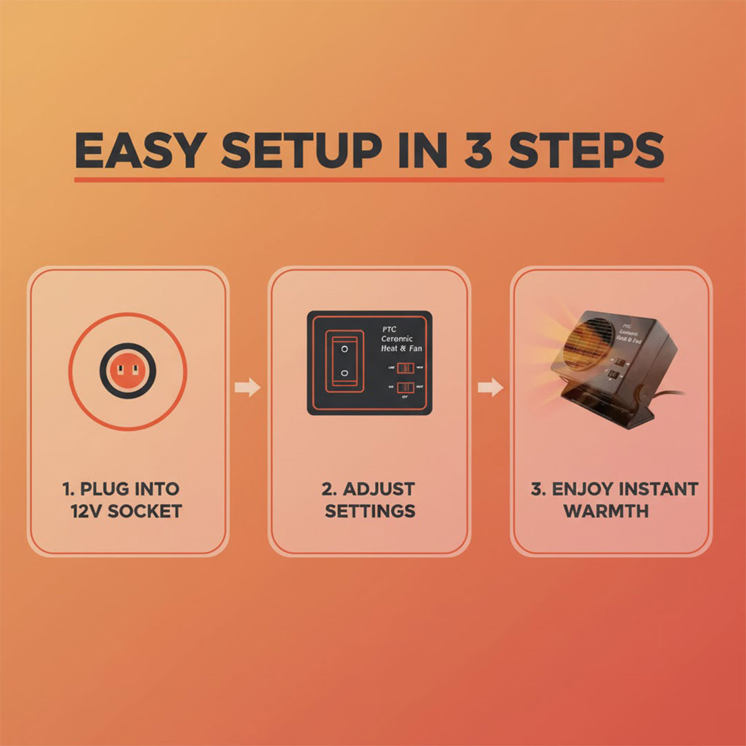 Car Heater - Ceramic Fan - 12V