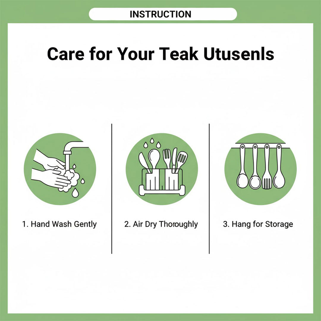 Wooden Cookware Set - Teak Utensils - Sustainable Kitchen Tools