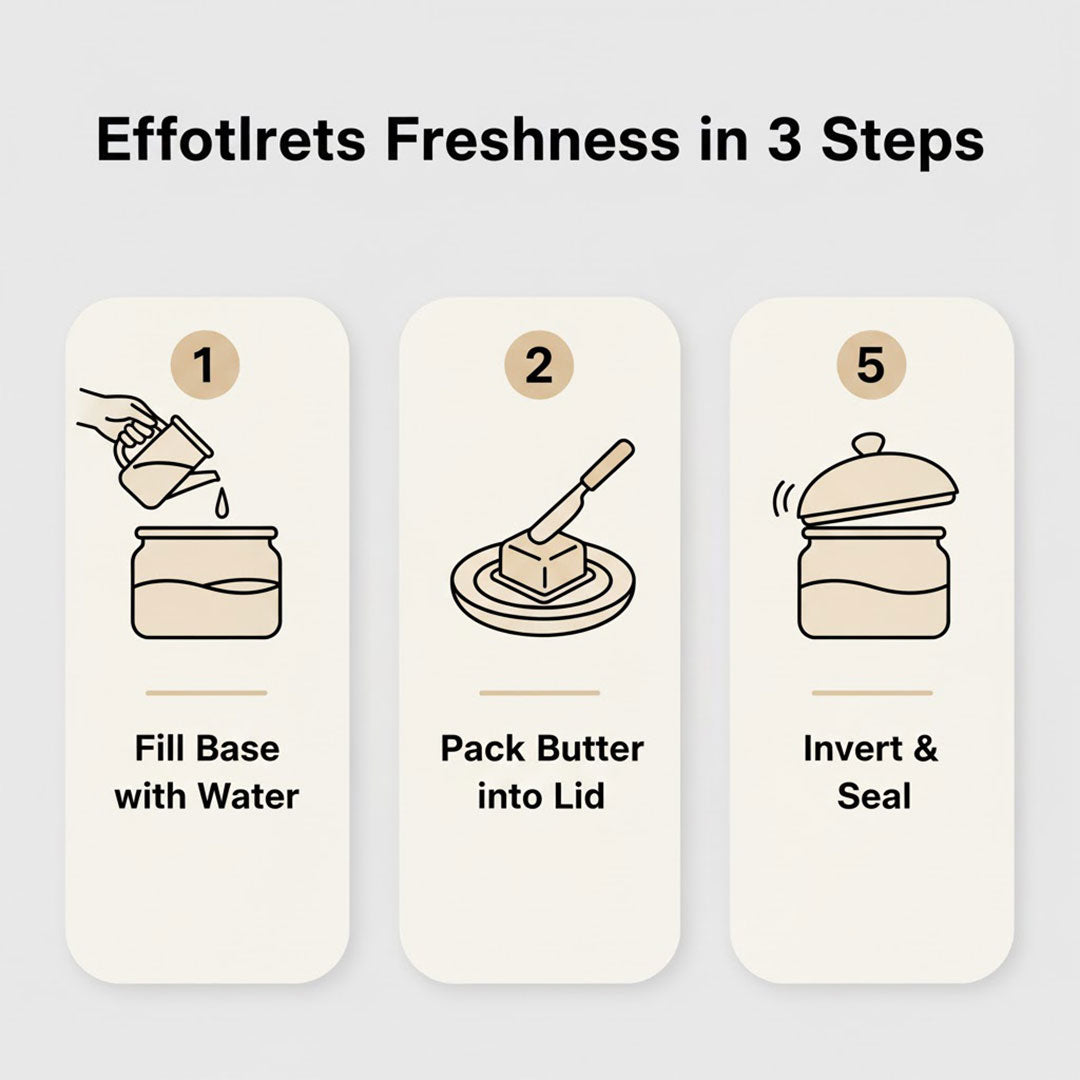 Butter Keeper - Ceramic Container - Water-Sealed Lid