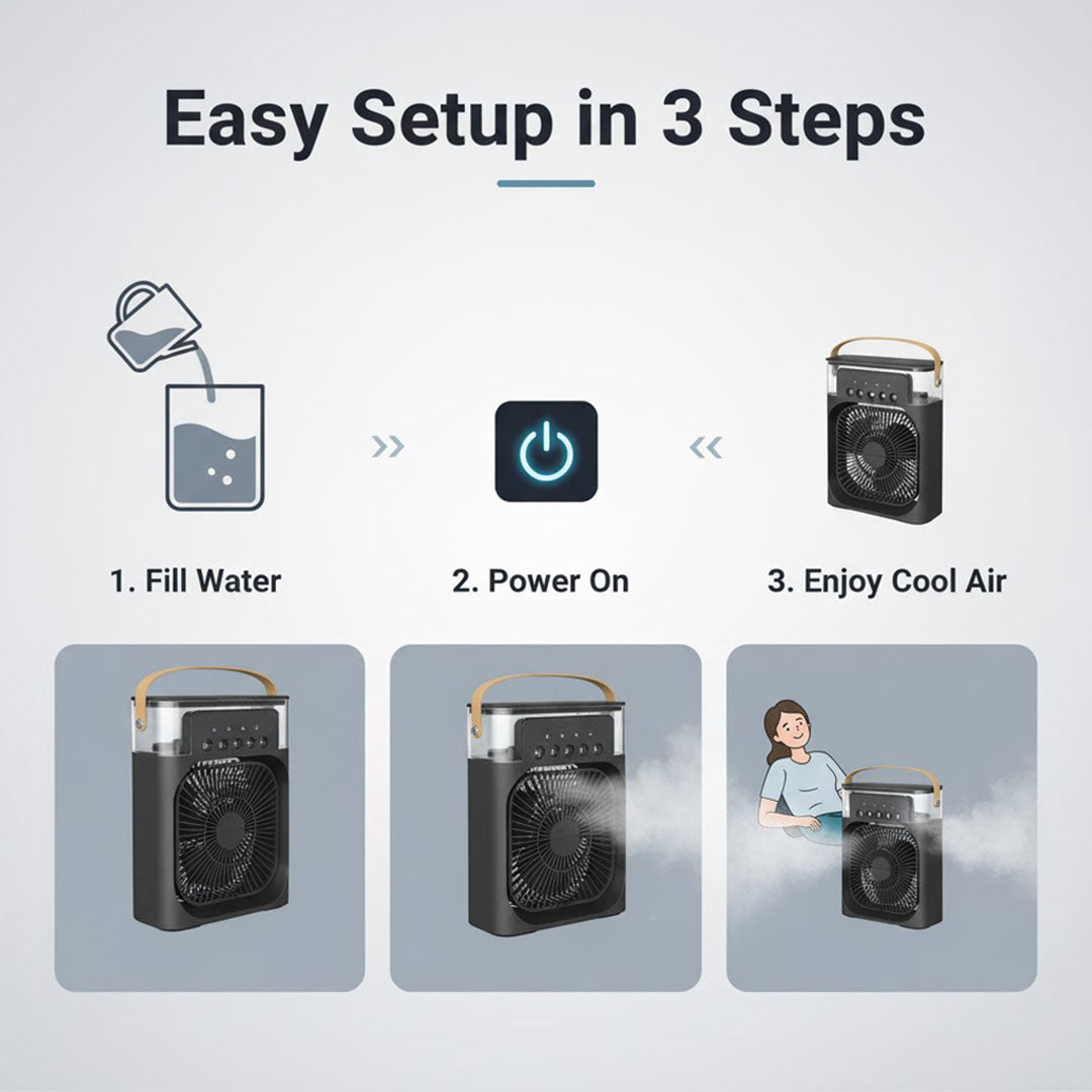 3-in-1 Air Cooler - Humidifier - Adjustable Fan