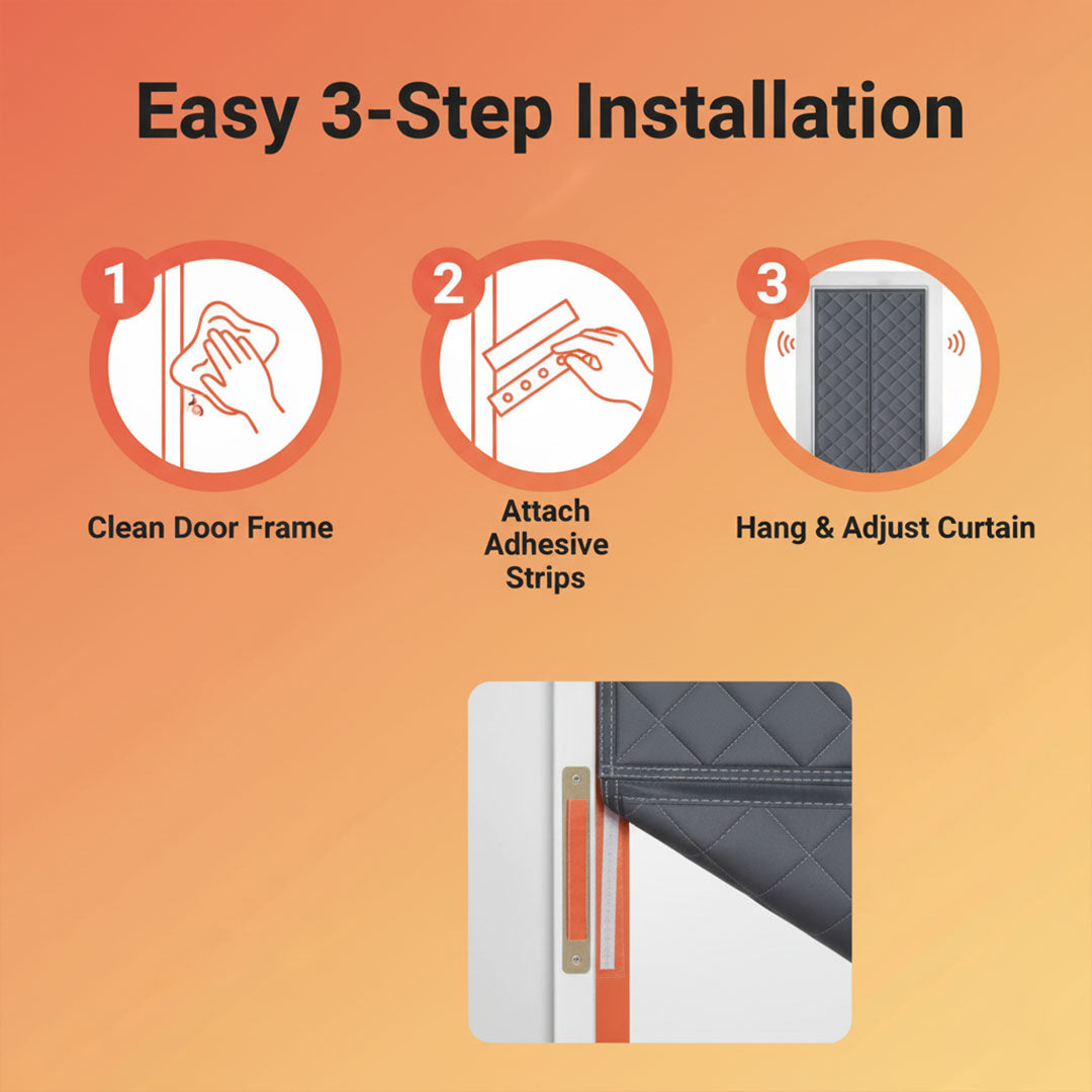 Magnetic Door Insulation Curtain - Temperature Control - Draft Blocking