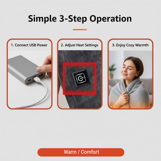 Heated Shawl - Portable USB - Adjustable Settings