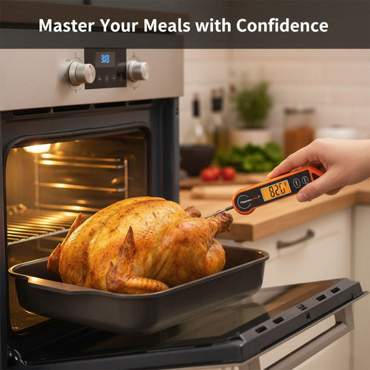 Digital Food Thermometer - Backlit Display - Foldable Probe