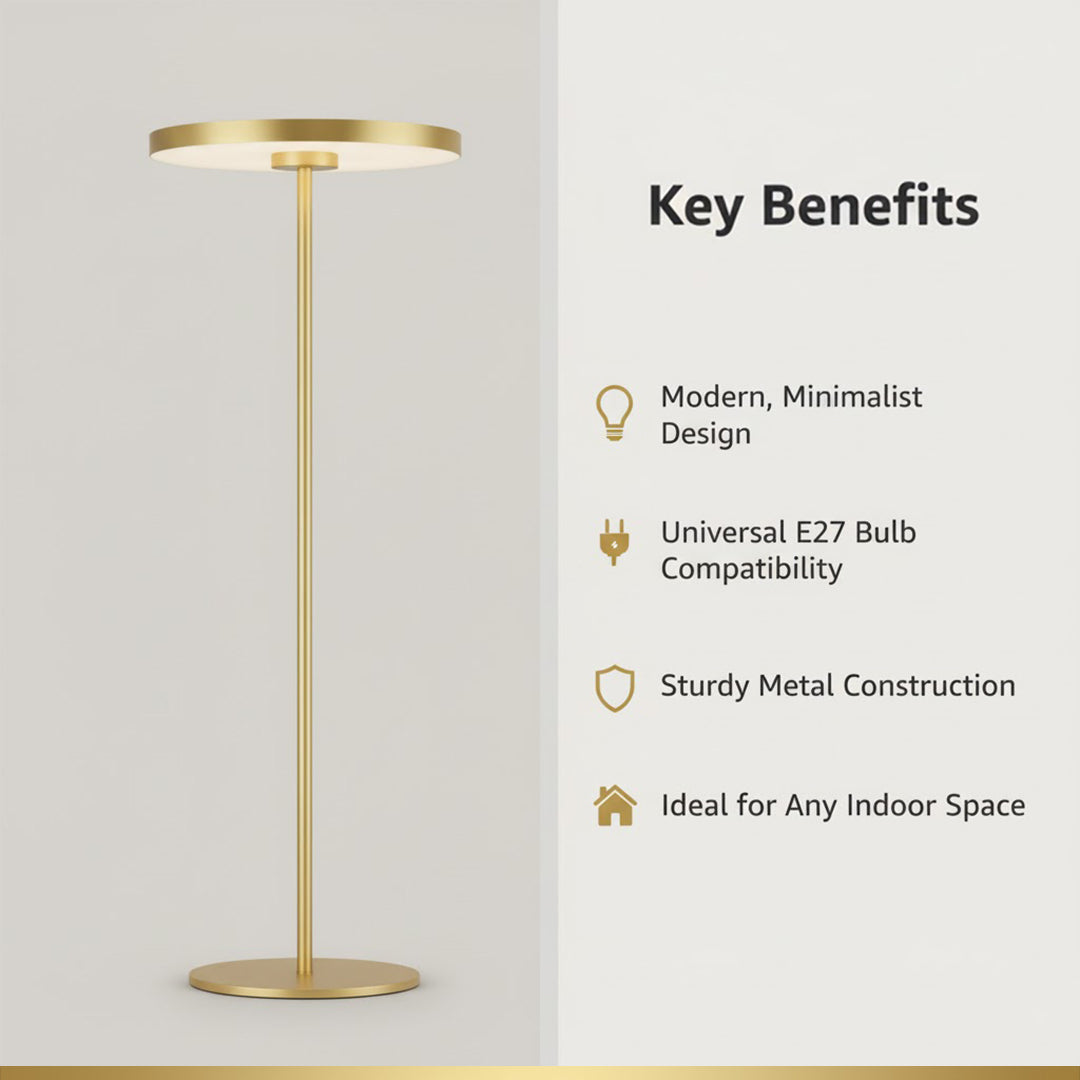 Floor Lamp - Golden Frame - Circular Shade